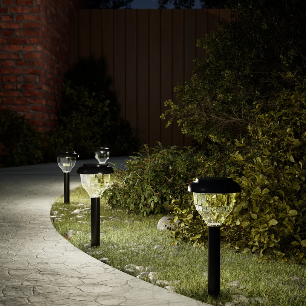 VidaXL illuminazione per vialetti da giardino 4 pezzi solari con picchetti da terra RGB e bianco caldo