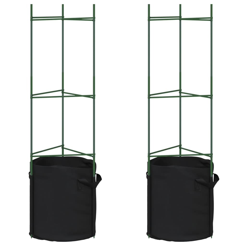 Vidaxl tomato cage with plant bag 2 pcs 116 cm steel and polypropylene