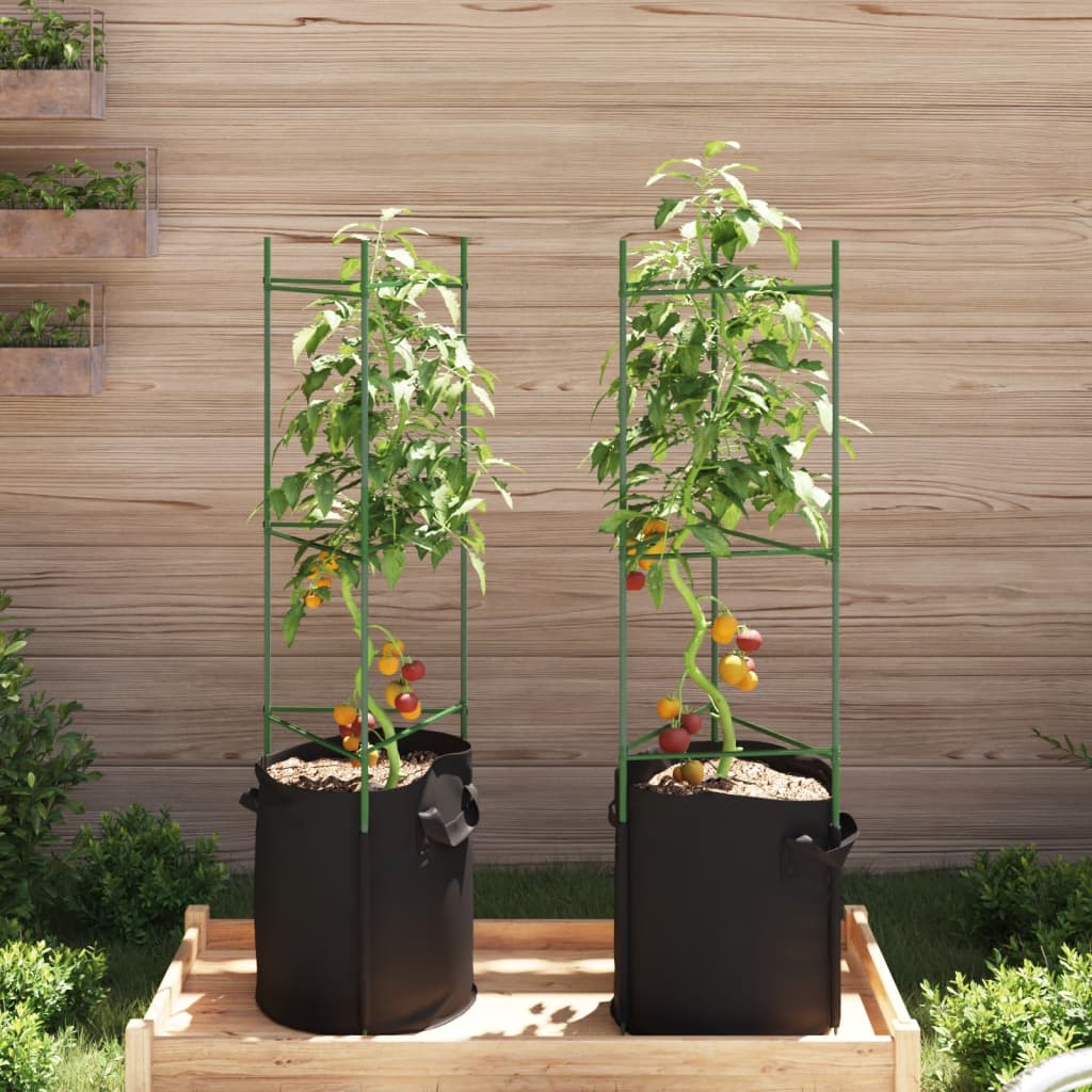 Vidaxl tomato cage with plant bag 2 pcs 116 cm steel and polypropylene