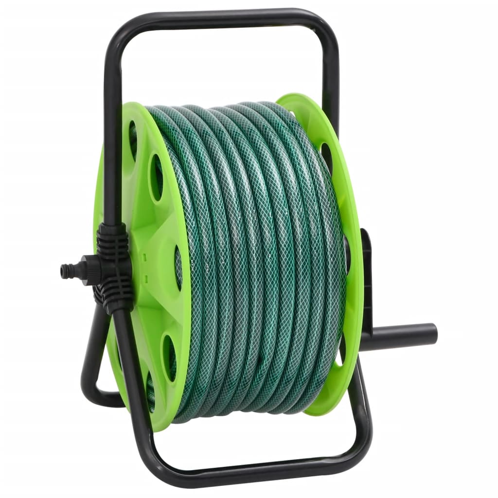 VidaXL Hose reel with hose coupling set 0.75 20 m freestanding PVC green