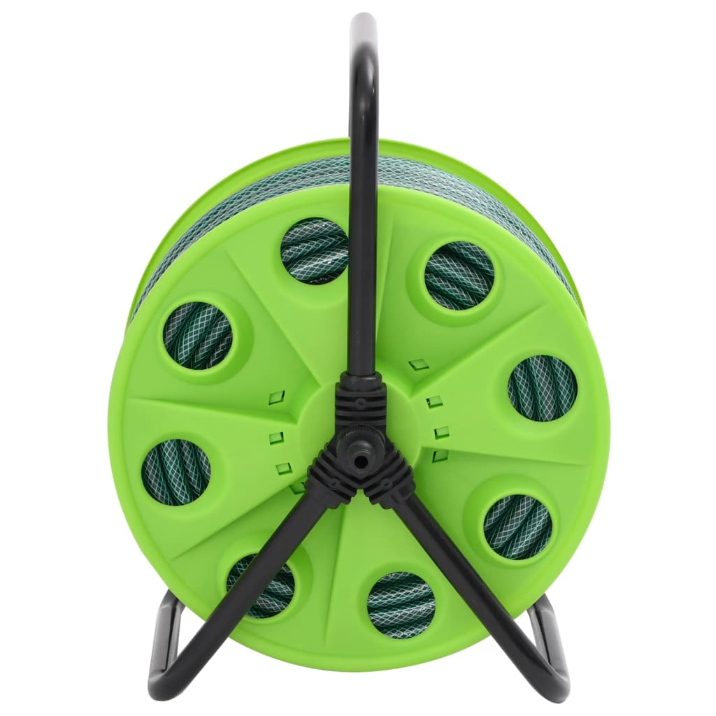 VidaXL Hose reel with hose coupling set 0.75 20 m freestanding PVC green