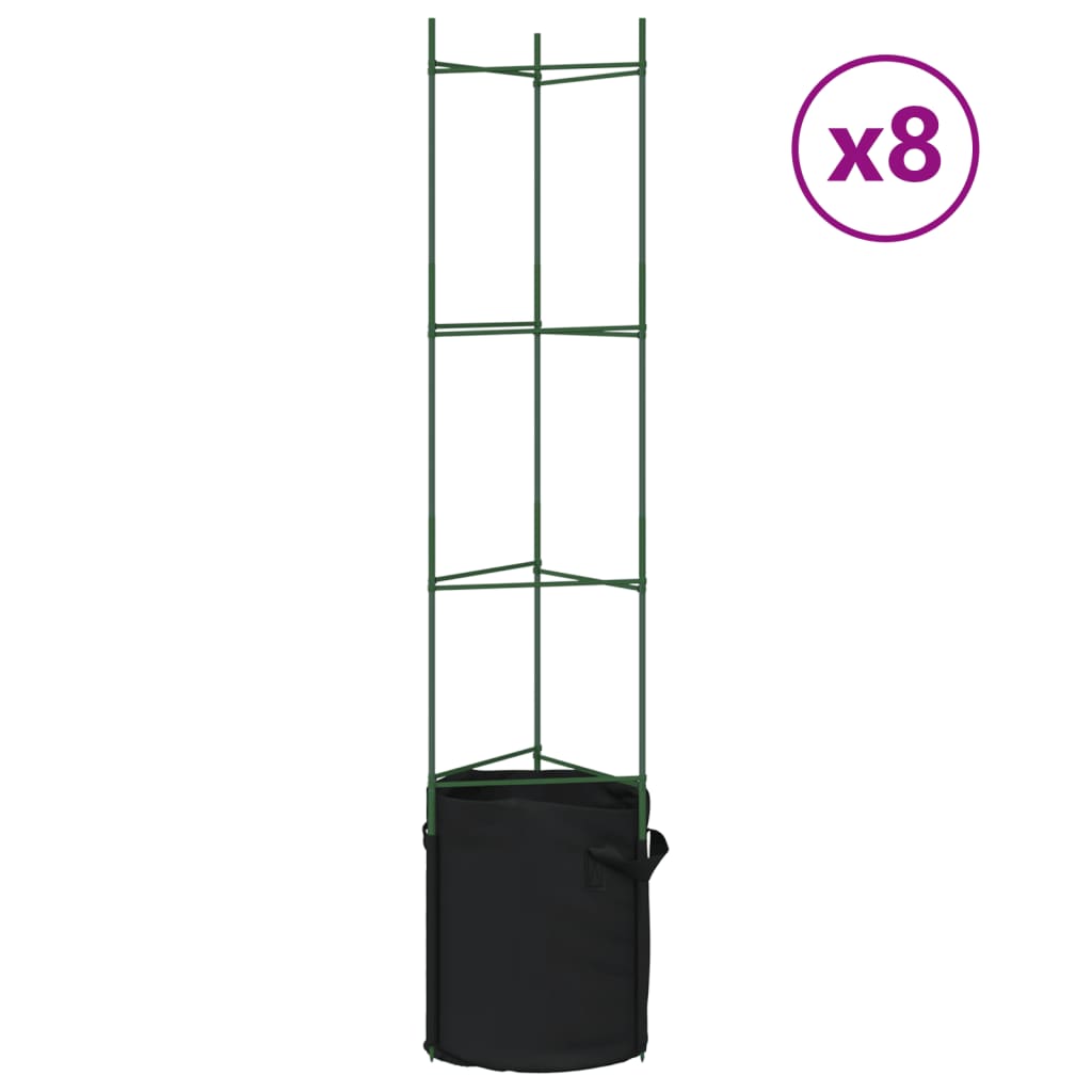 VidaXL Tomaattihäkit kasvipussilla 8 kpl 154 cm terästä ja polypropeenia