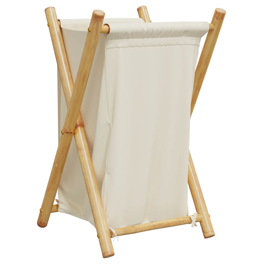 Vidaxx panier à linge 41,5x36x63,5 cm bambou blanc crème