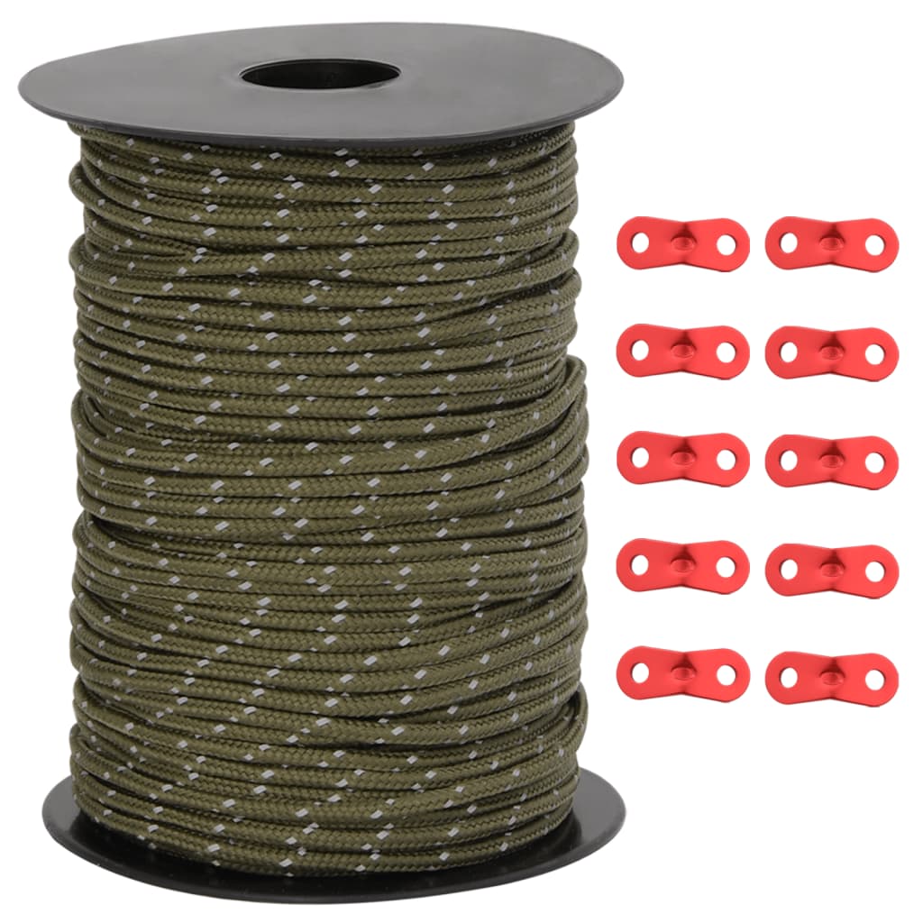 Hauban de tente VidaXL avec bandes réfléchissantes et tendeurs 50 m 3 mm