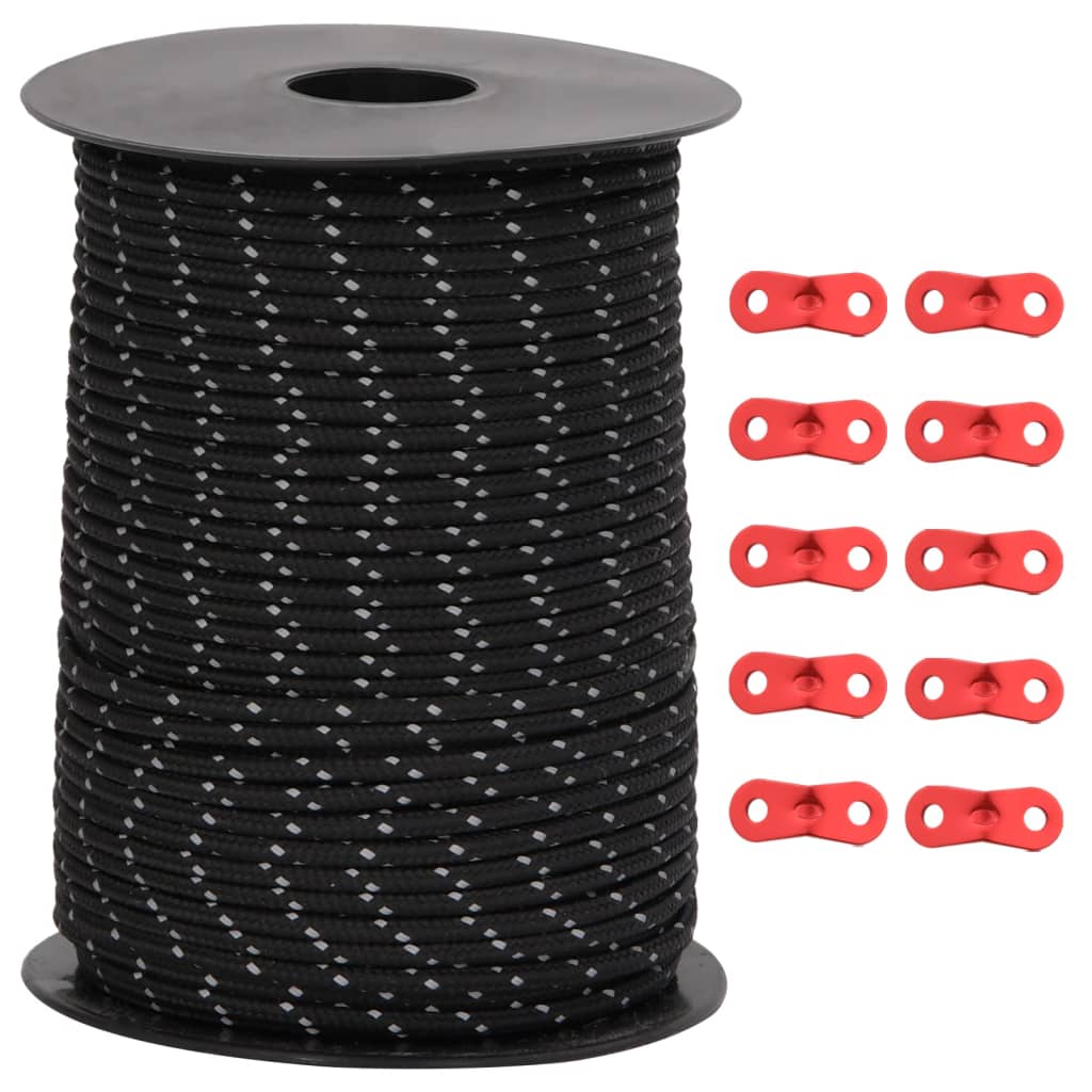 Hauban de tente VidaXL avec bandes réfléchissantes et tendeurs 50 m 3 mm
