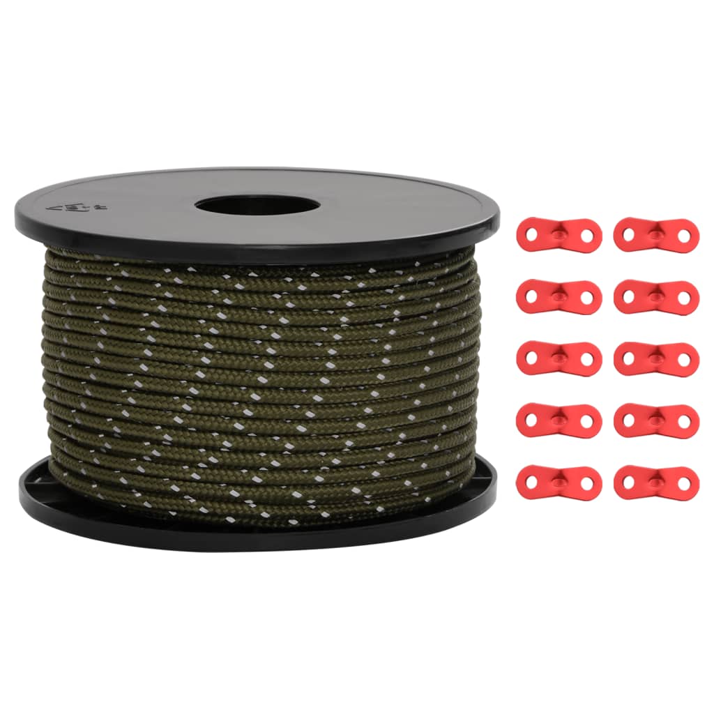 Hauban de tente VidaXL avec bandes réfléchissantes et tendeurs 50 m 5 mm