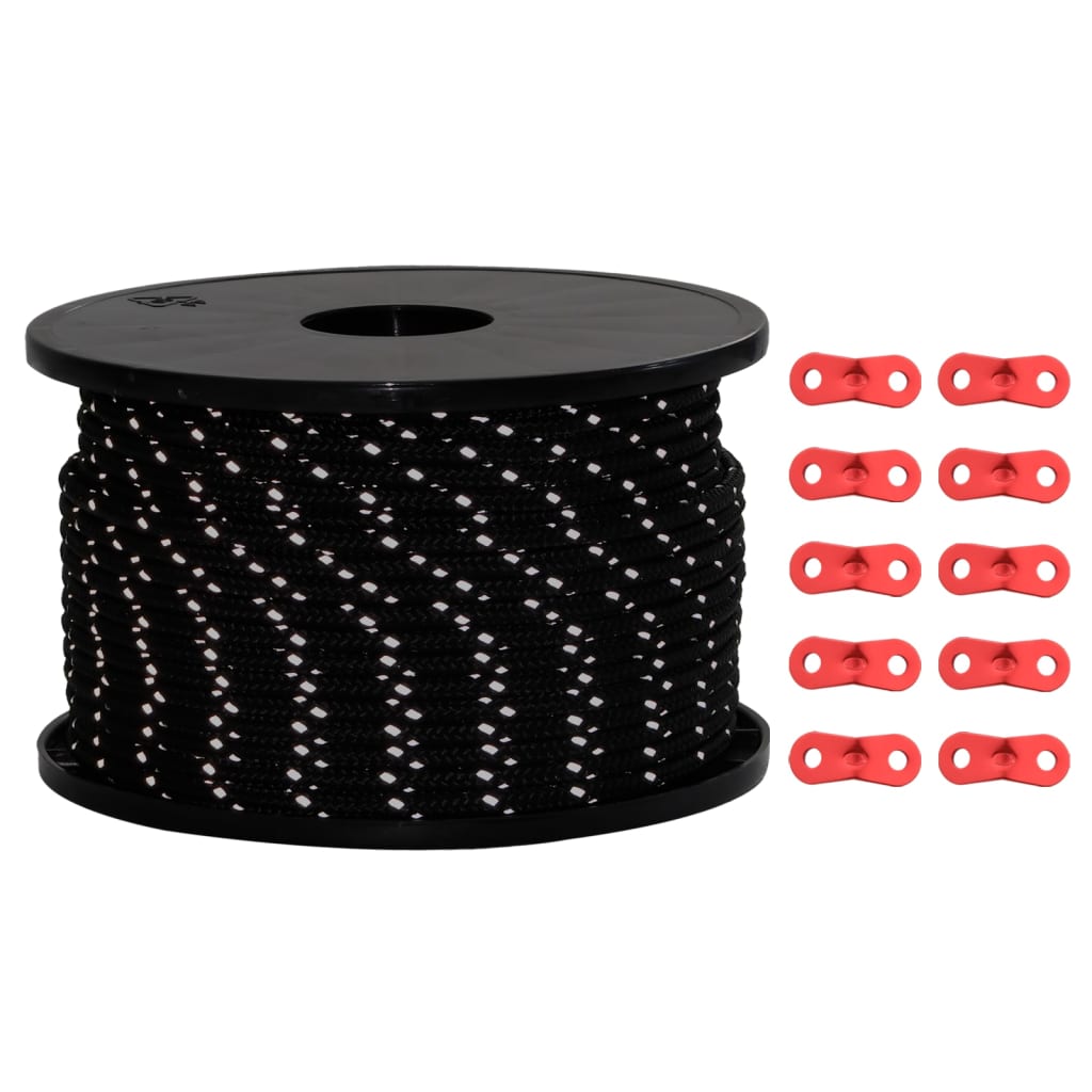 Hauban de tente VidaXL avec bandes réfléchissantes et tendeurs 50 m 5 mm