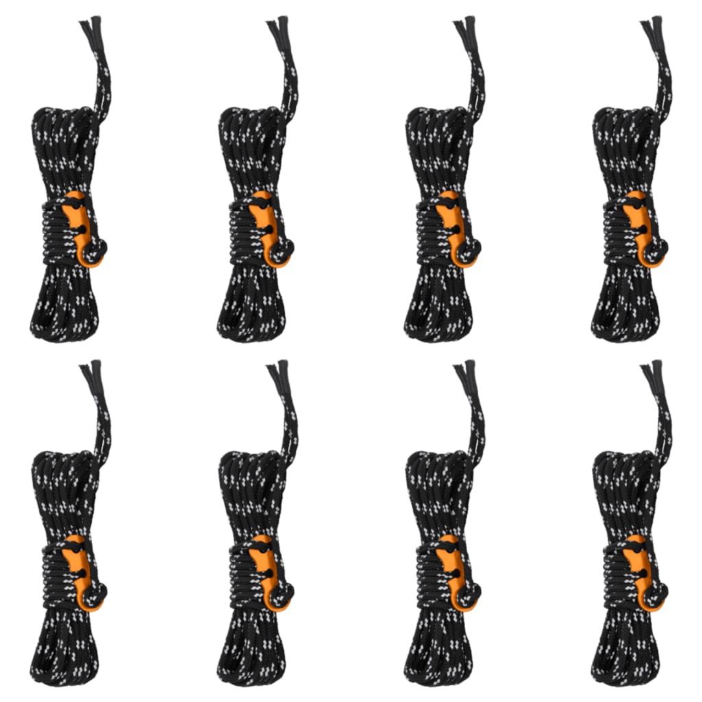 Vidaxxl haubans de tente avec tendeurs 8 pièces réfléchissants 4 m 4 mm