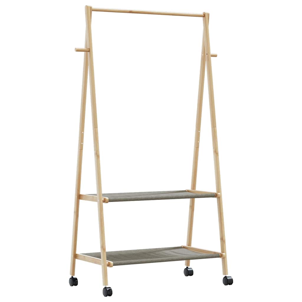 Vidaxl -Kleidungsständer mit Regalen und Rädern 96x45.5x155,5 cm Bambus