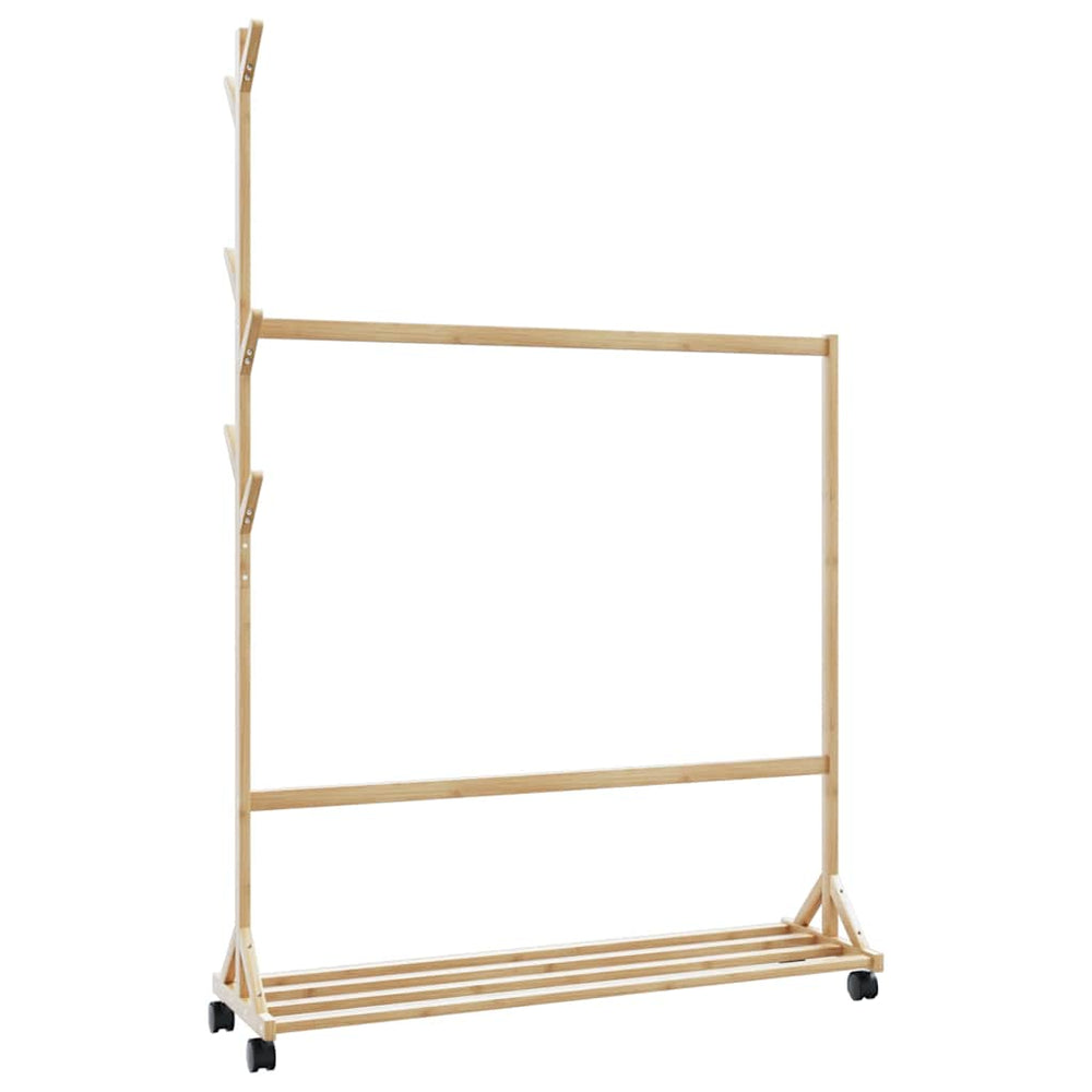 Vidaxl -Kleidung mit Haken und Rädern 100x35x157 cm Bambus