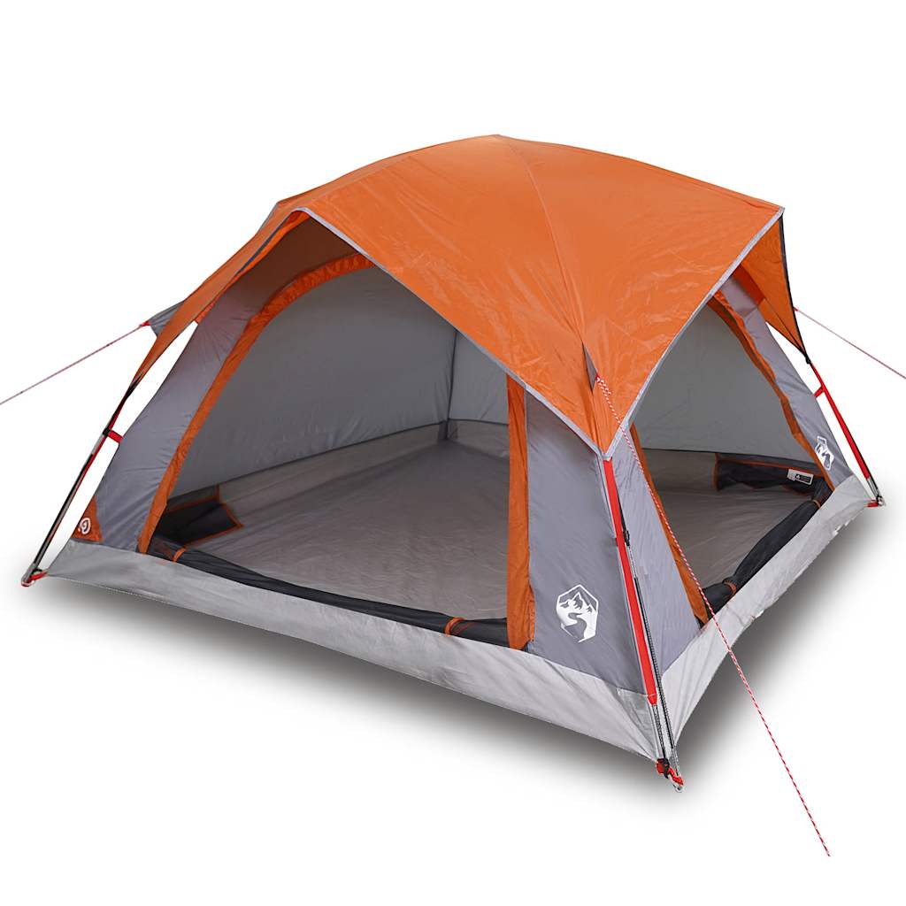 Tente VidaXL 4 personnes imperméable gris et orange