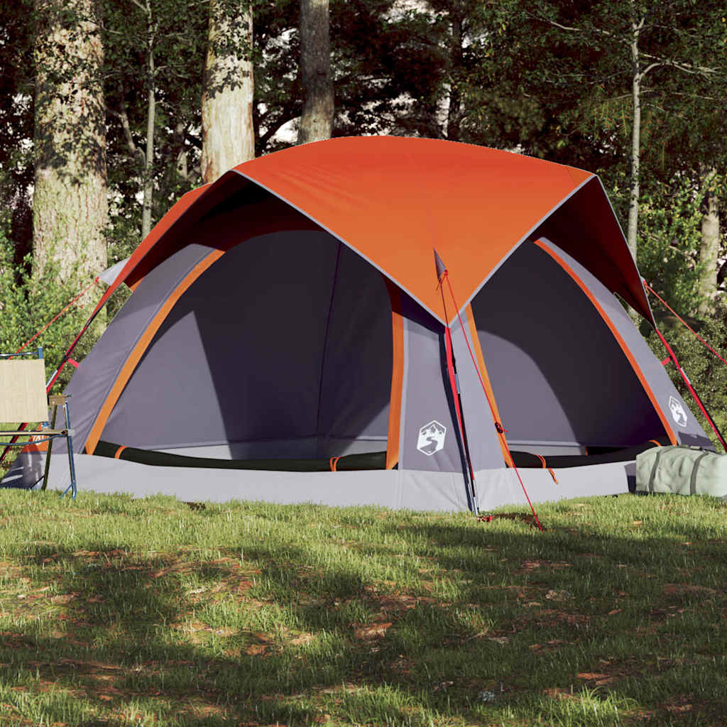 Tente VidaXL 4 personnes imperméable gris et orange