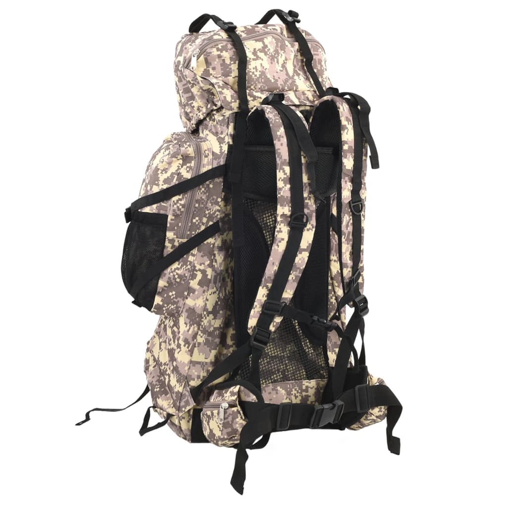 Vidaxl mochila de senderismo 60 l tejido oxford camuflaje marrón camel