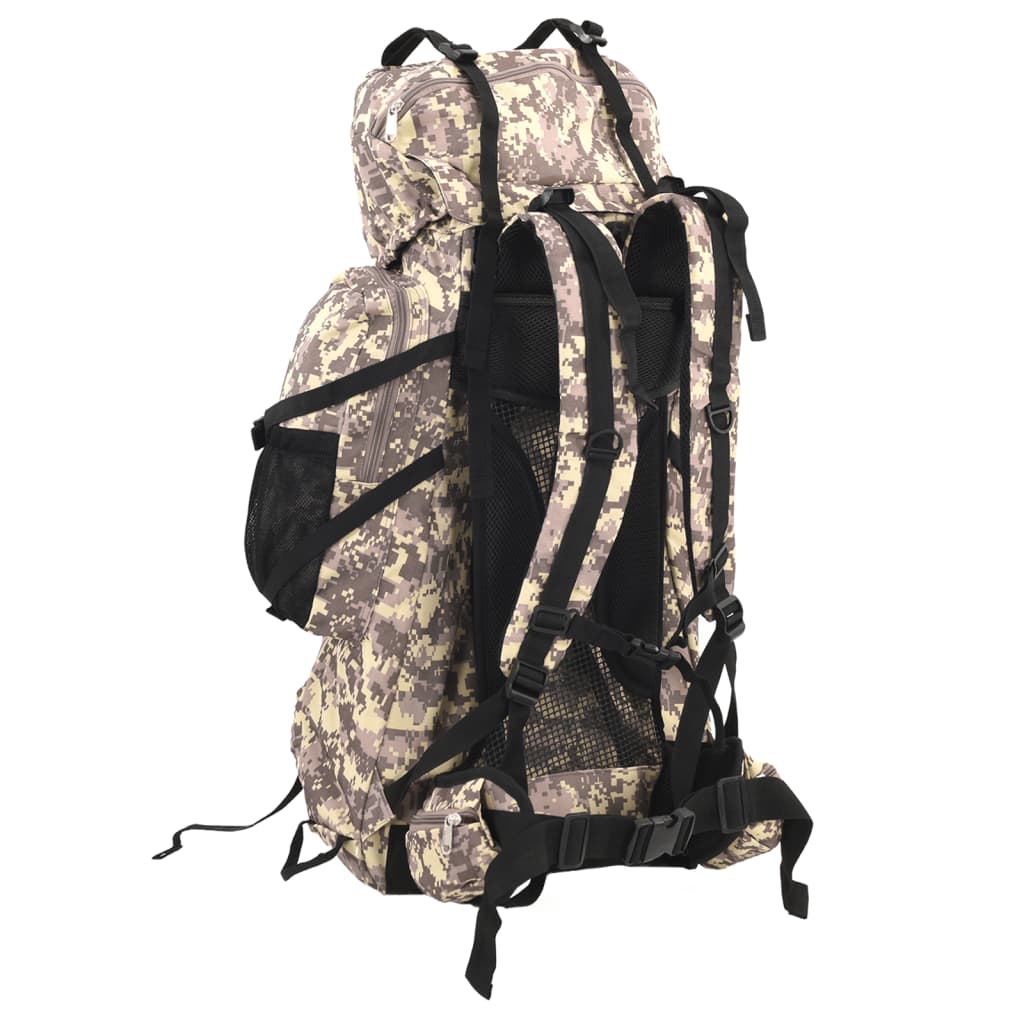 Vidaxl mochila de senderismo 80 l tejido oxford camuflaje marrón camel