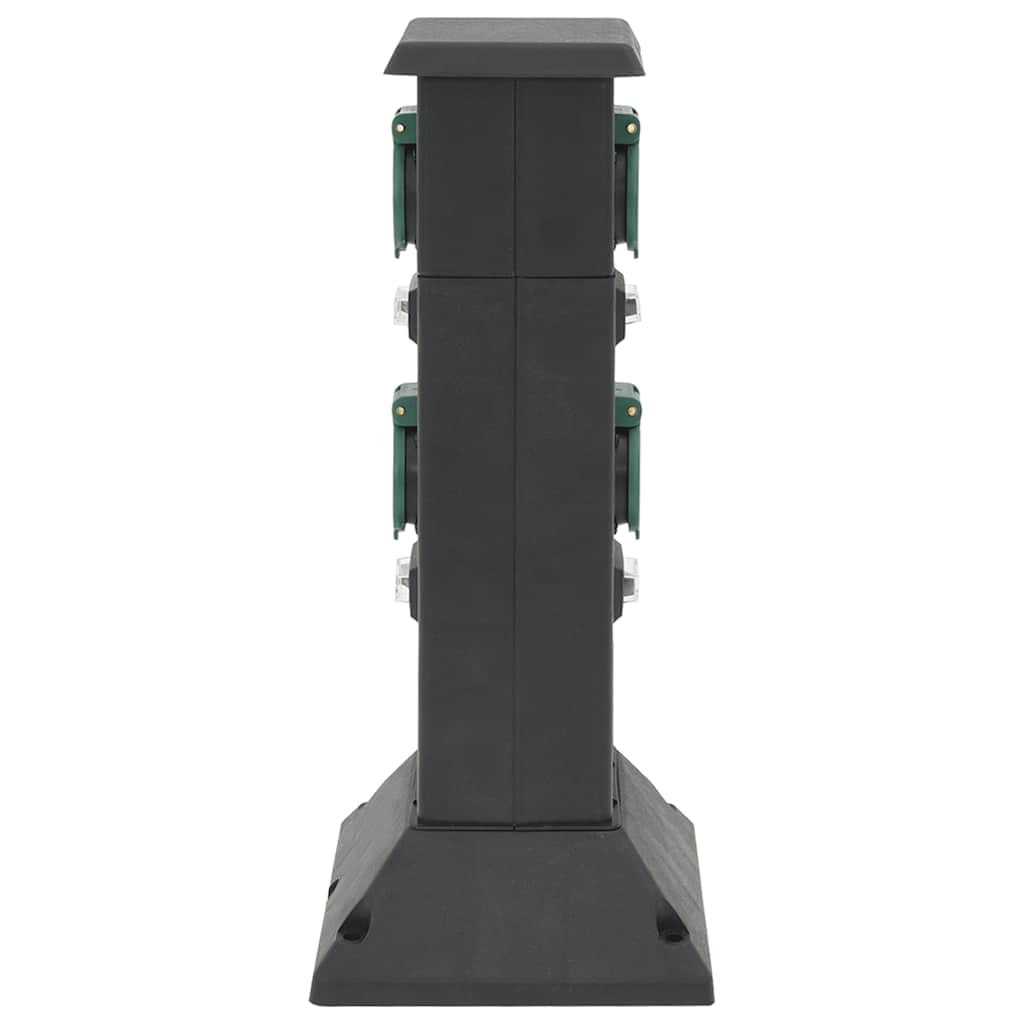 Vidaxx Garten-Steckdosensäule 4-fach 16x16x39,5 cm Schwarz und Grün