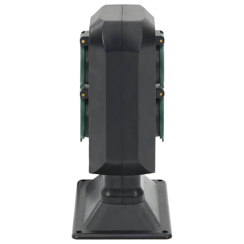 Vidaxxl Gartensteckdose und Erdungsstift 4-fach 15,5x11x24 cm schwarz und grün