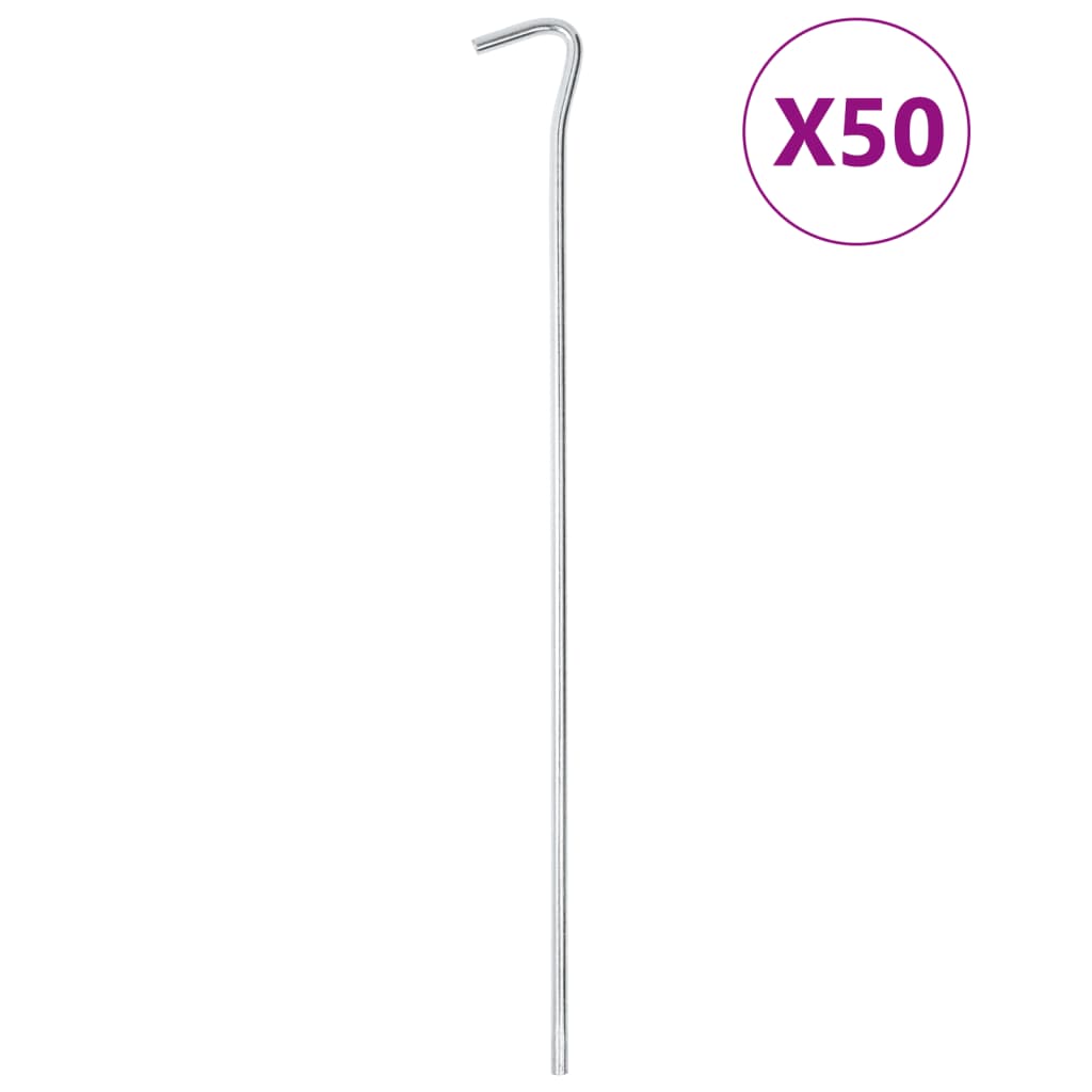 Piquets de tente Vidaxl 50 pcs ø5 mm 30 cm acier galvanisé