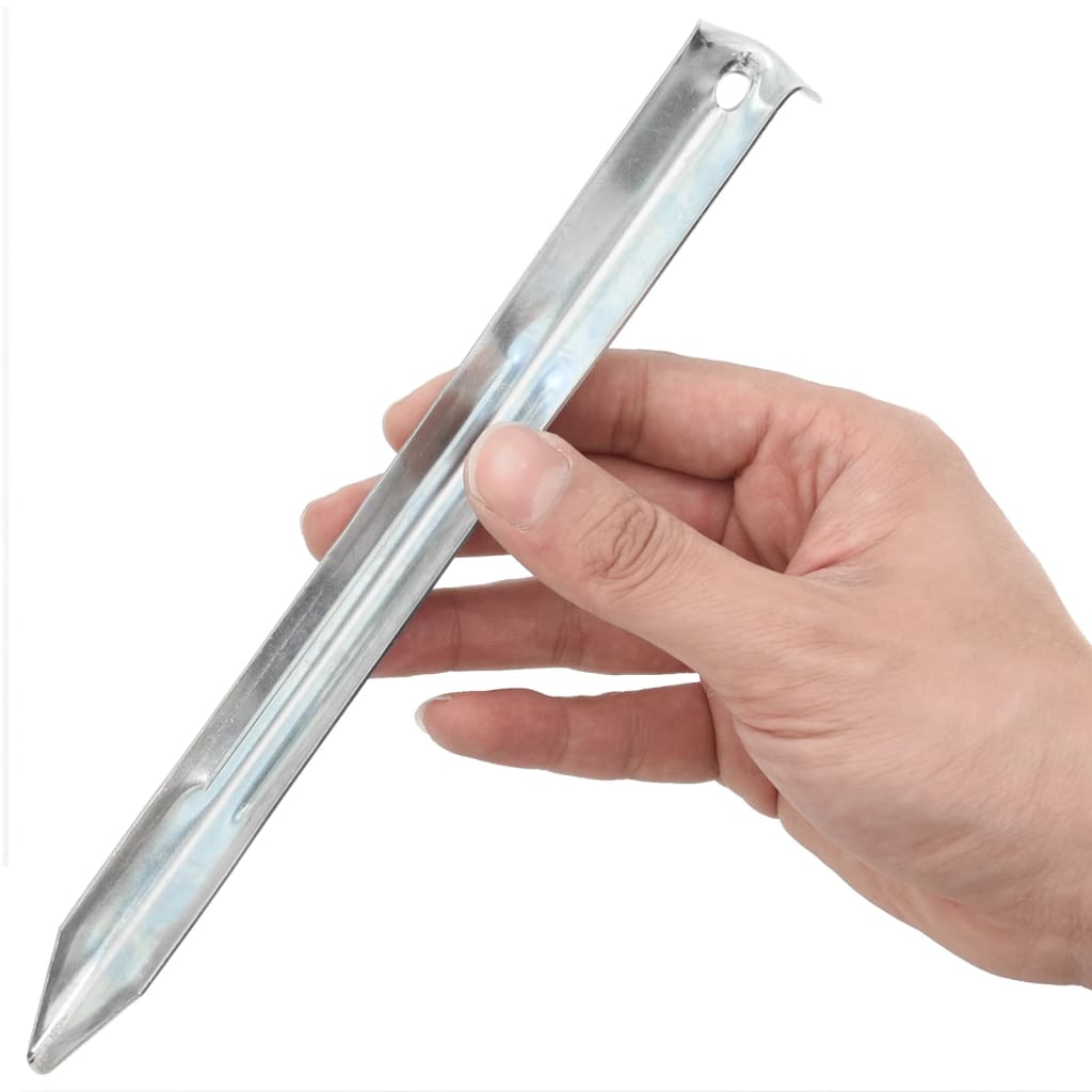 Piquets de tente Vidaxl 24 pcs ø20 mm 22 cm acier galvanisé