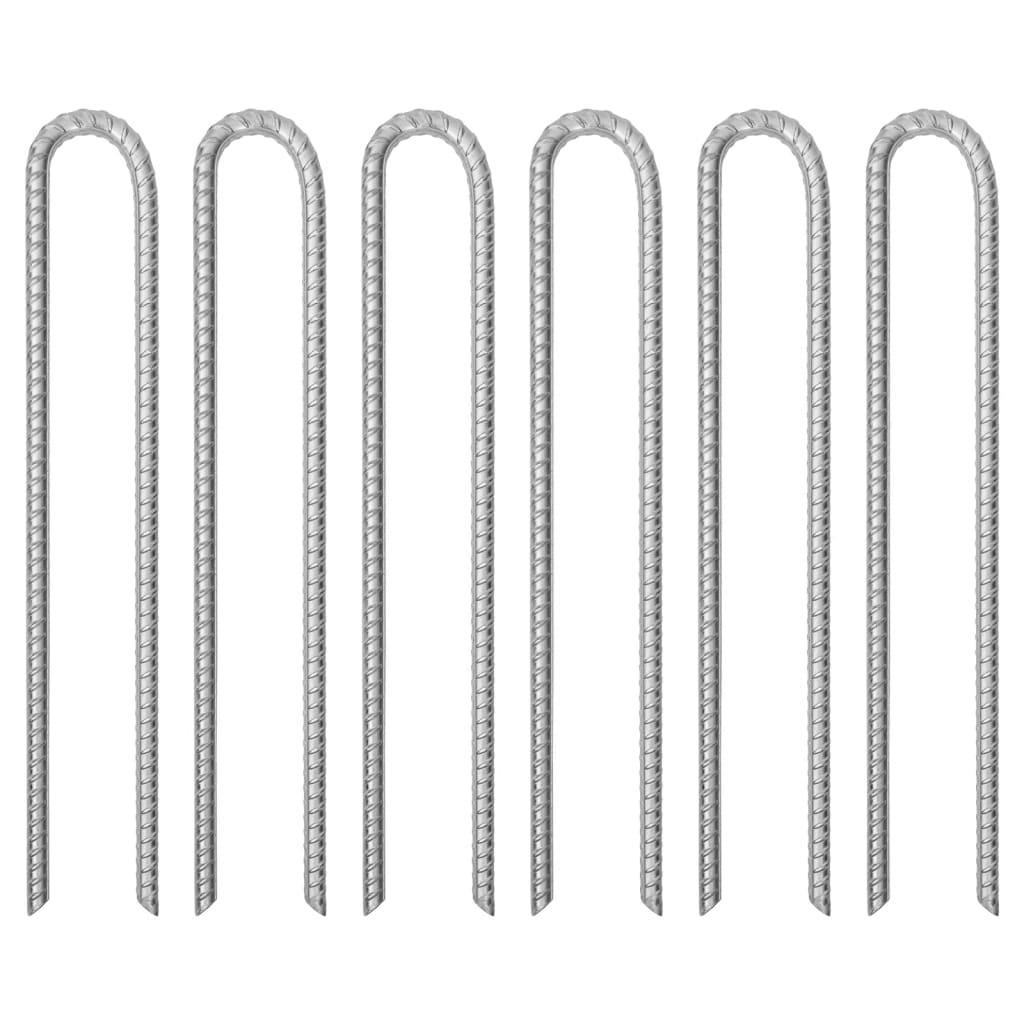 Vidaxl piquets de tente 6 pcs en forme de U ø12 mm 41,5 cm acier galvanisé