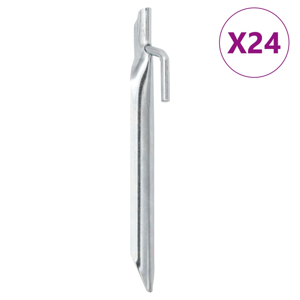 Vidaxl piquets de tente 24 pcs en forme de V ø20 mm 17 cm acier galvanisé