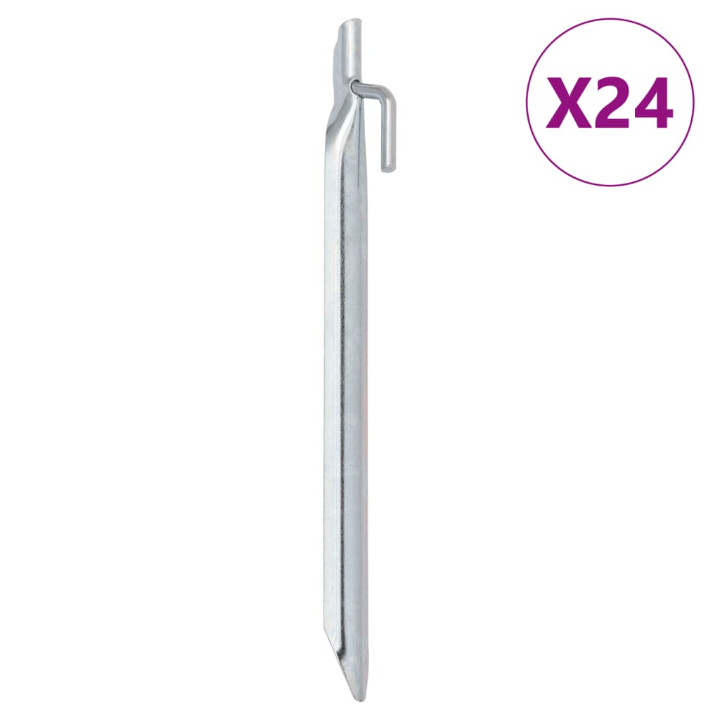Vidaxl piquets de tente 24 pcs en forme de V ø20 mm 24 cm acier galvanisé