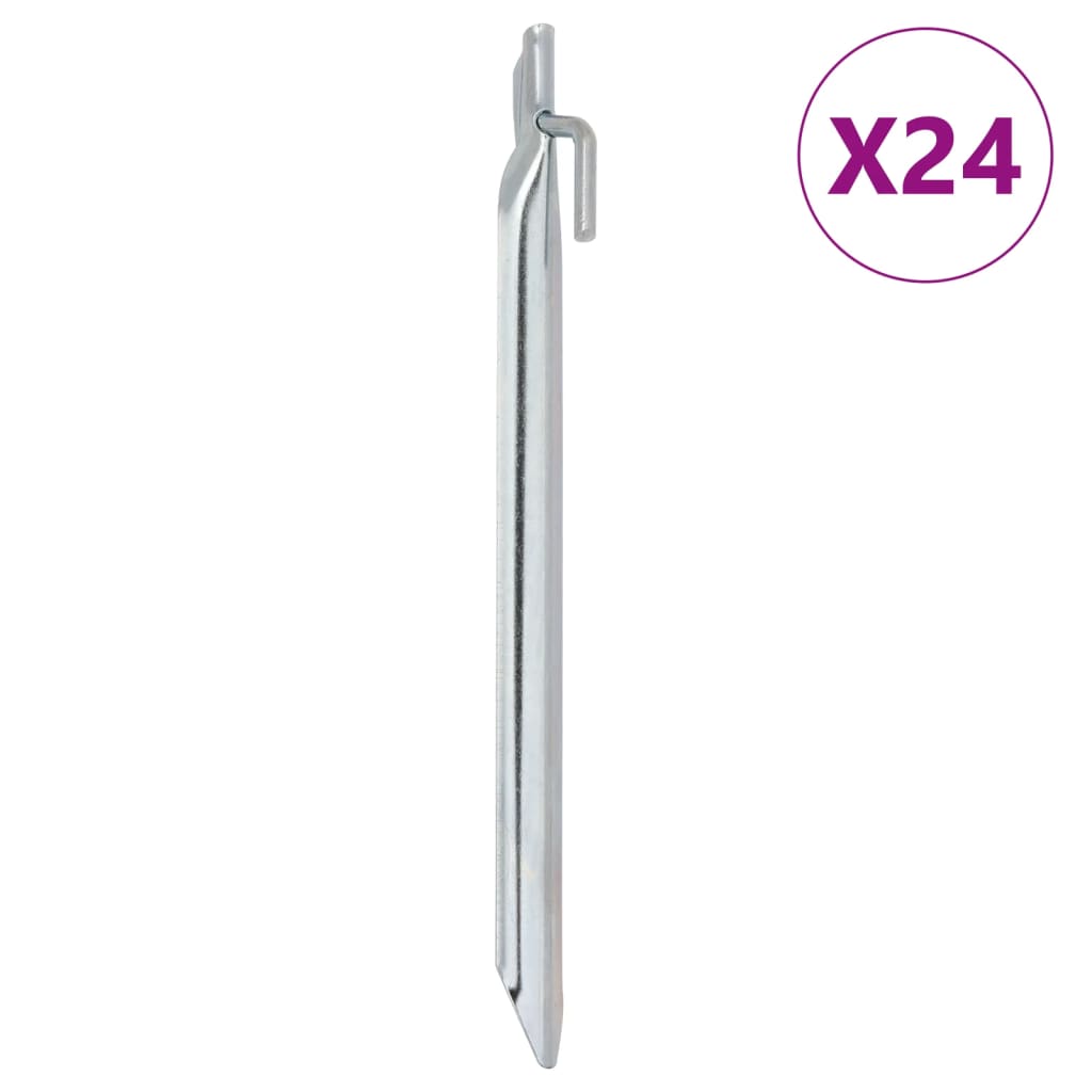 Vidaxl piquets de tente 24 pcs en forme de V ø20 mm 25 cm acier galvanisé