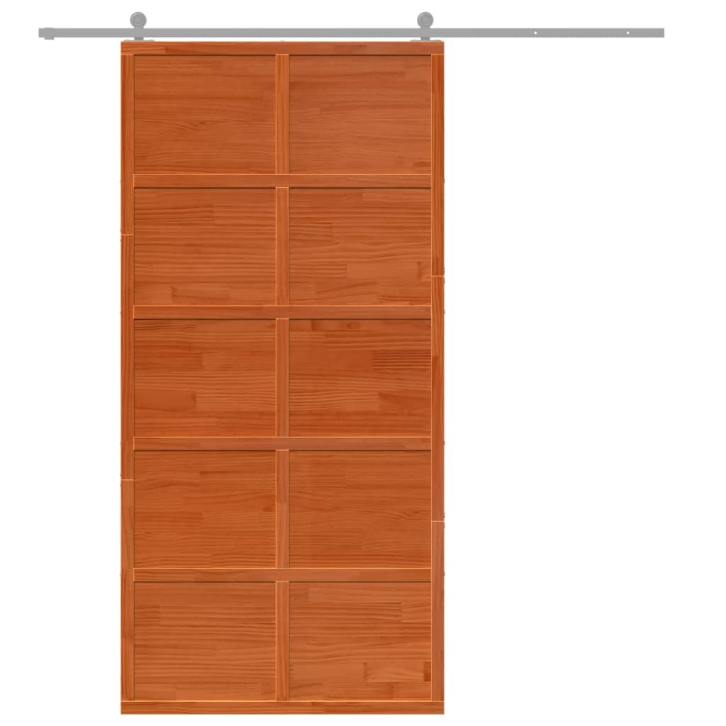 Vidaxx puerta corredera 100x208 cm madera maciza de pino lavado marrón
