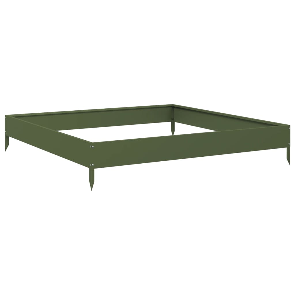 Vidaxx planter raised 100x100x18.5 cm steel olive green