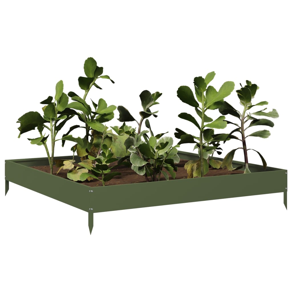 Vidaxx planter raised 100x100x18.5 cm steel olive green