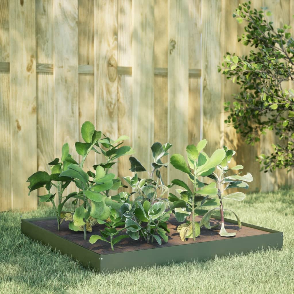 Vidaxx planter raised 100x100x18.5 cm steel olive green