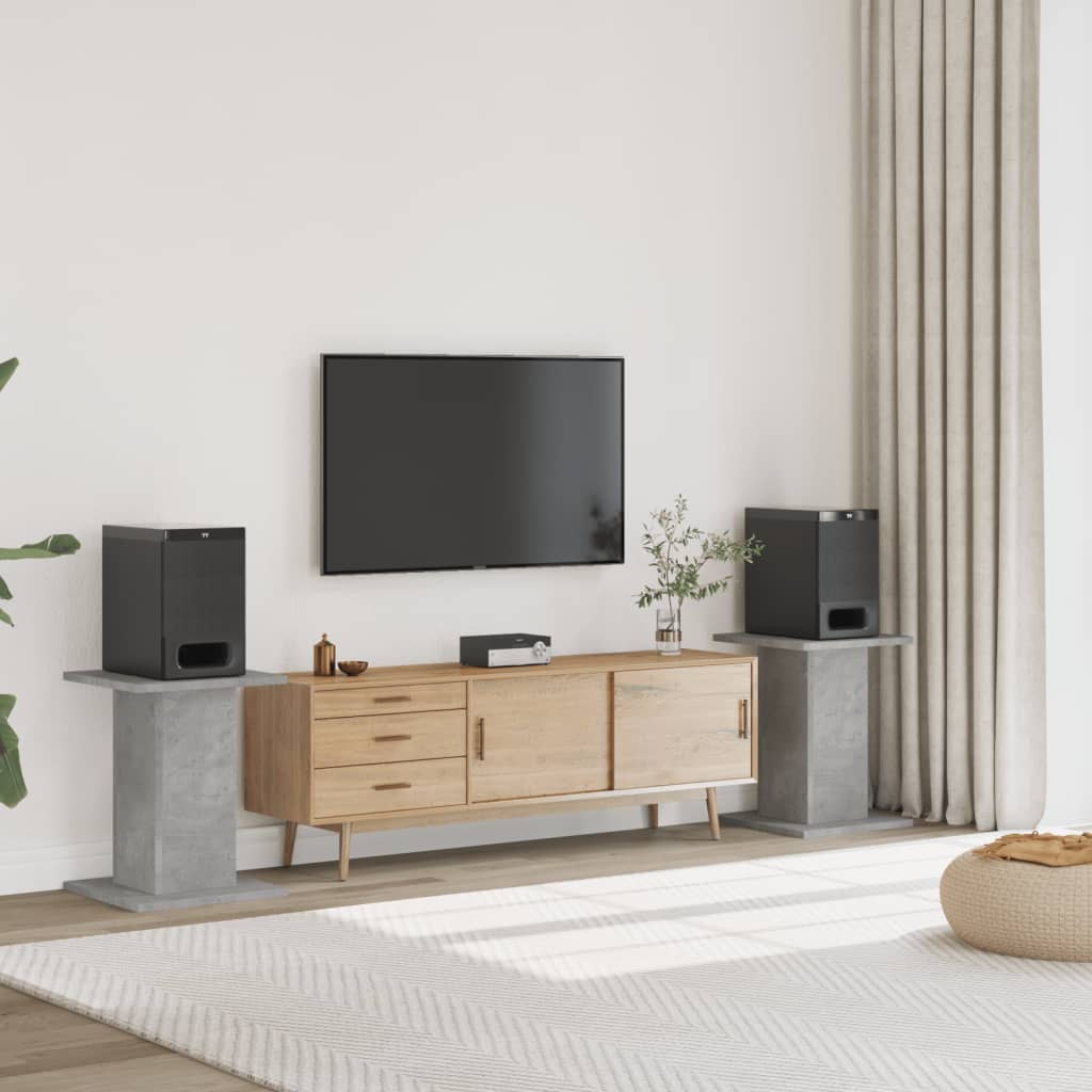 Suportes para alto-falantes VidaXL 2 unidades 30x30x60 cm madeira concreto cinza