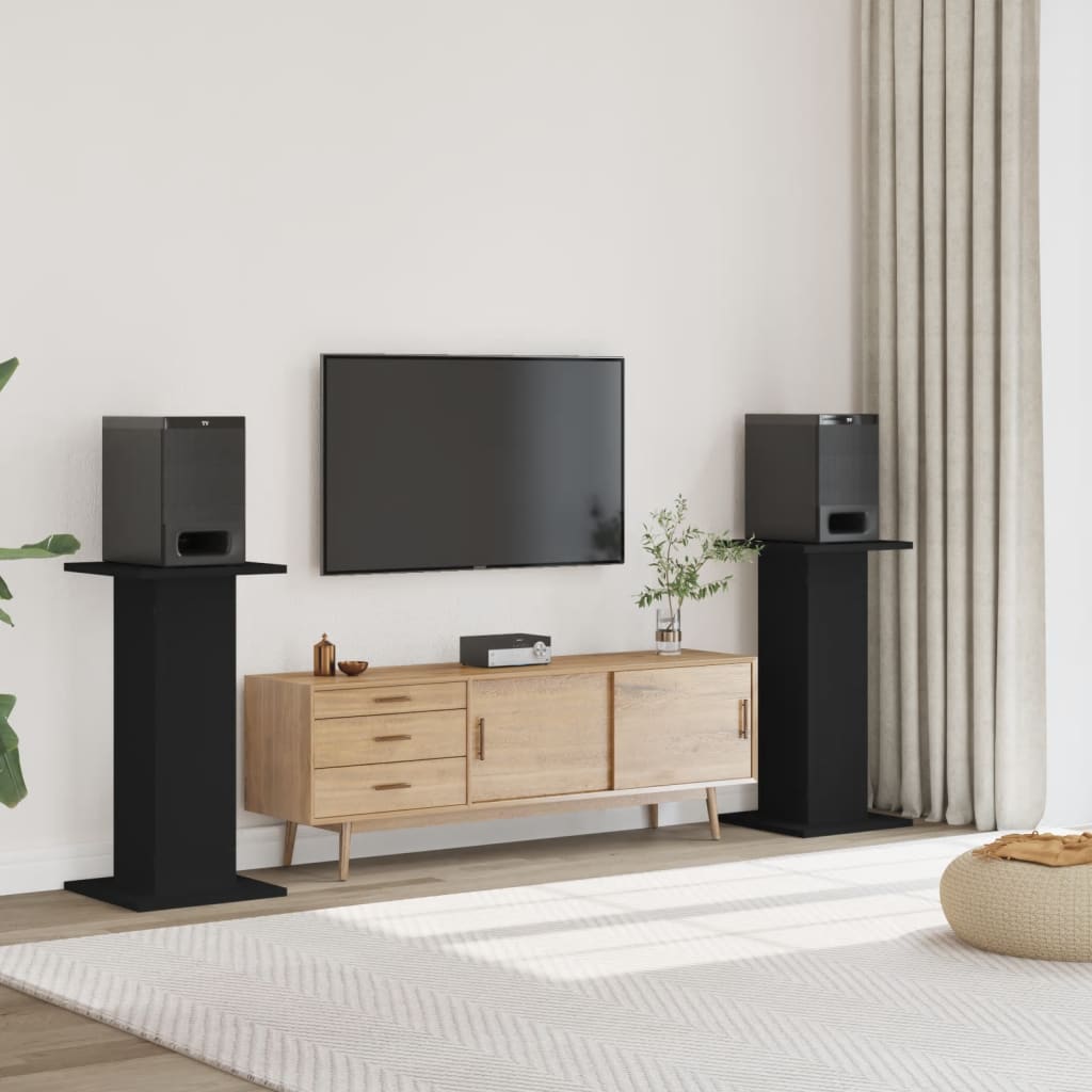 VidaXL Speaker stands 2 pcs 30x30x80 cm processed wood black