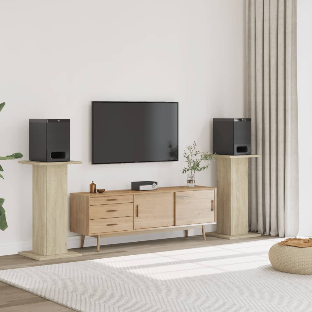 Seasann cainteoir VidaXL 2 ríomhaire 30x30x80 cm darach sonoma adhmaid próiseáilte