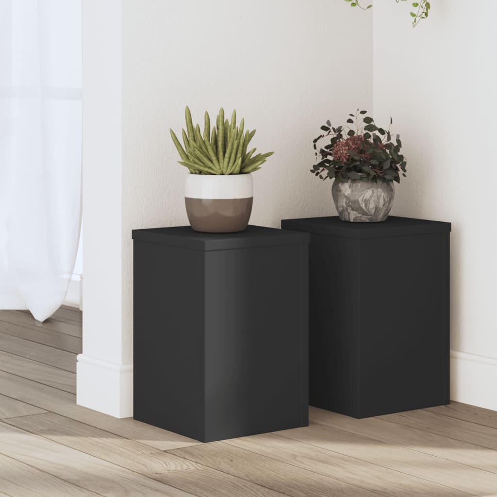 VidaXL soportes para plantas 2 piezas 20x20x30 cm madera procesada negro