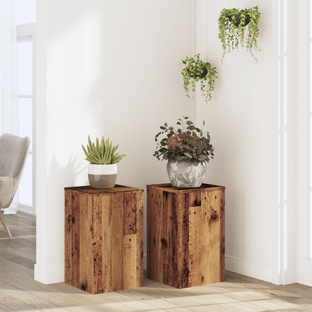 VidaXL Plant stands 2 pcs 30x30x50 cm treated wood, old wood-colored