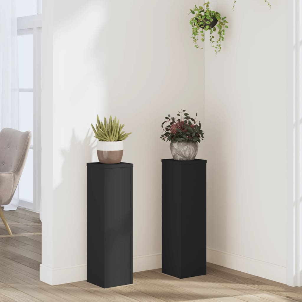 VidaXL soportes para plantas 2 piezas 17x17x60 cm madera procesada negro