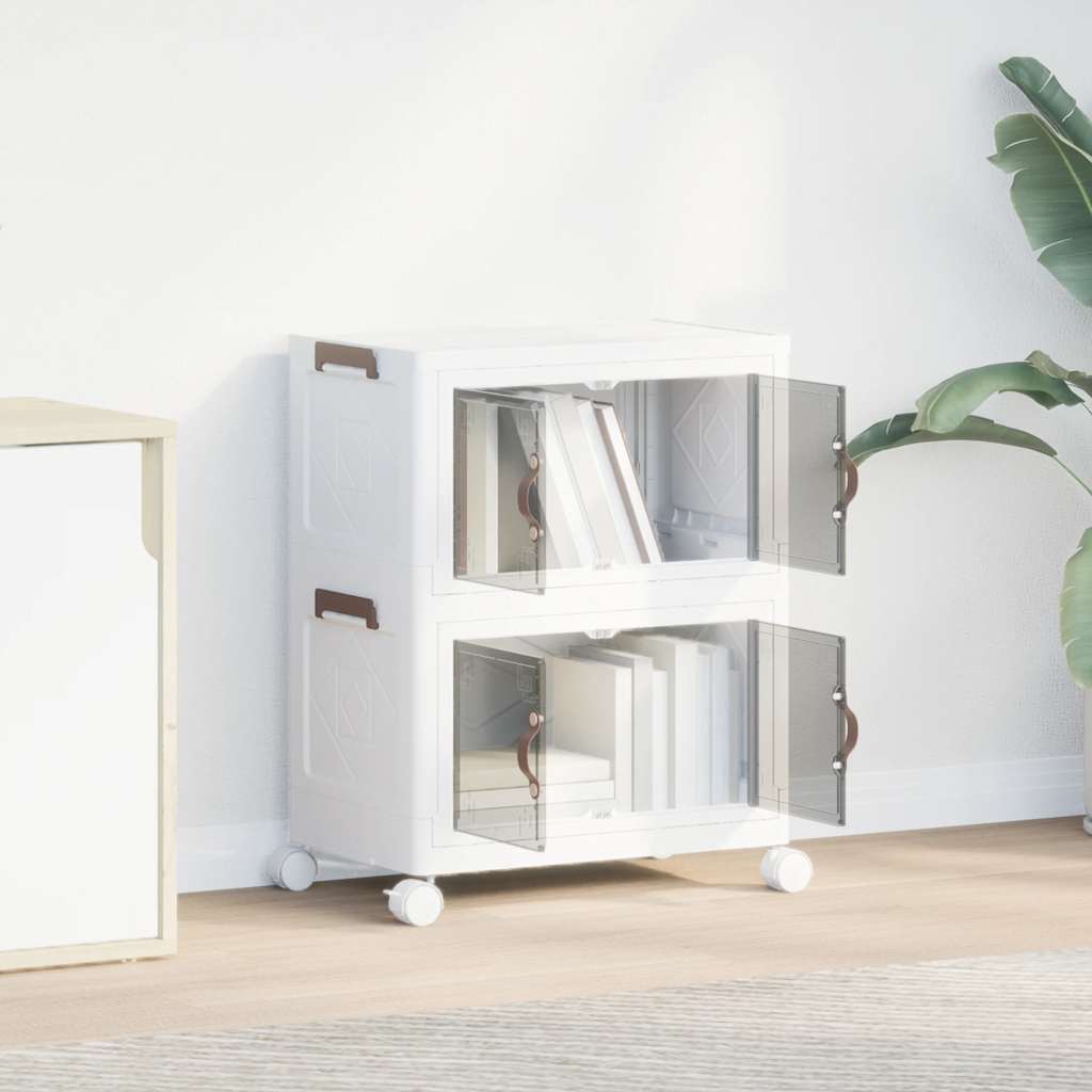 Boîte de rangement Vidaxl Empilable avec roues 2 couches 28 L 48.5x29.5x59.5 cm