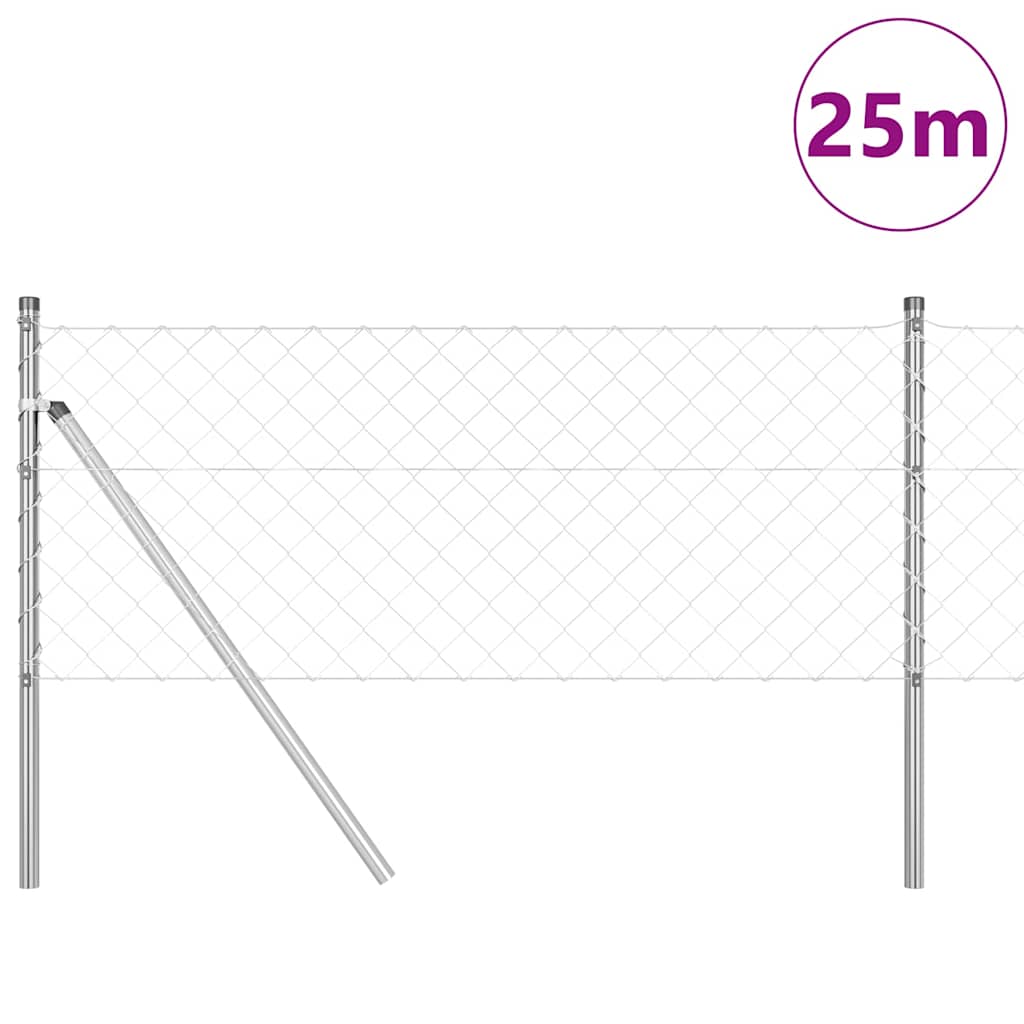 Poste para valla Vidaxl plateado 25 x 0,4 m (malla 60 x 60 mm) acero