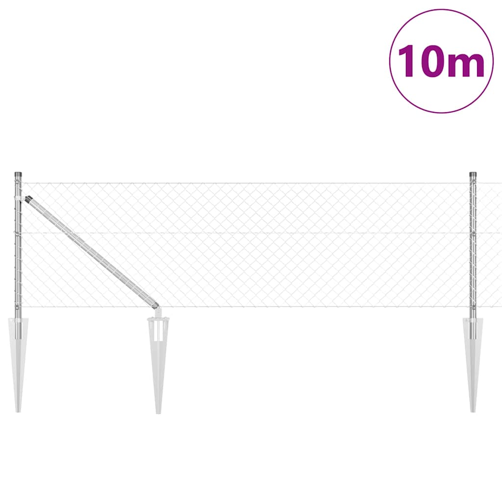 Vidaxl afrasteringspaal zilver 10 x 0,4 m (40 x 40 mm gaas) staal