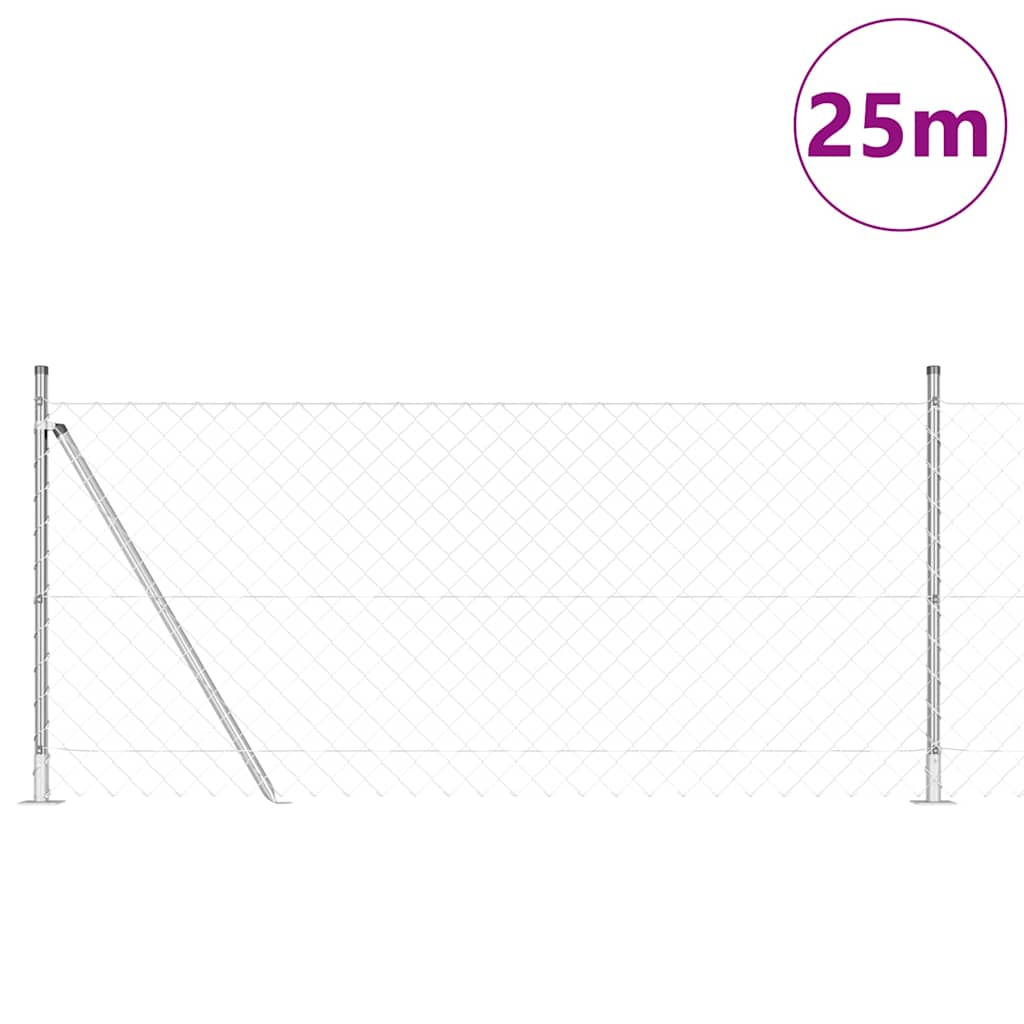 Poste para valla Vidaxl plateado 25 x 0,8 m (malla 60 x 60 mm) acero