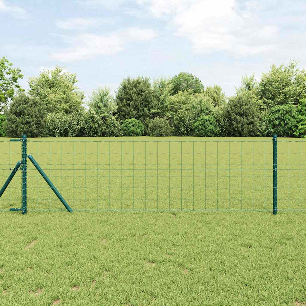 Vidaxl hek met paal groen 0,4 x 25 m staal en pvc