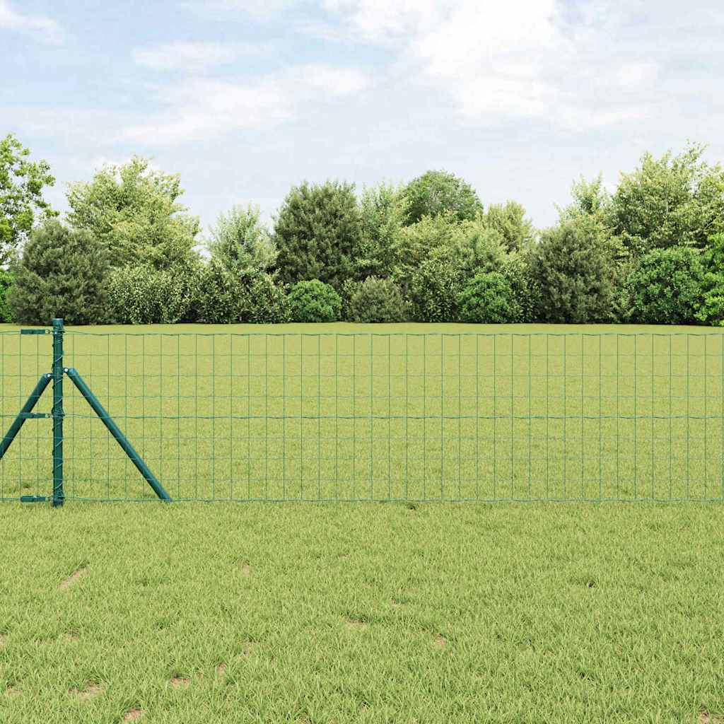 Vidaxl hek met paal groen 0,8 x 25 m staal