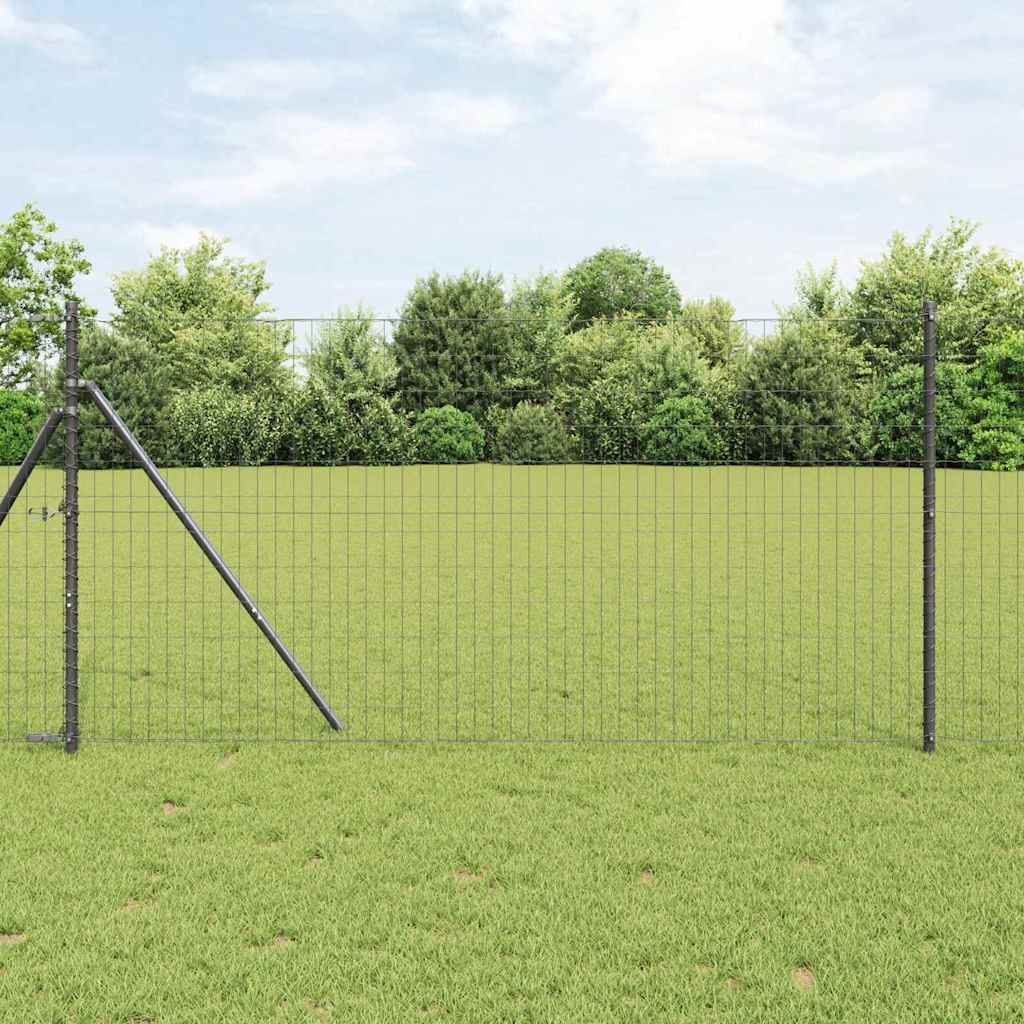Vidaxl hek met paal grijs 1 x 10 m staal en pvc