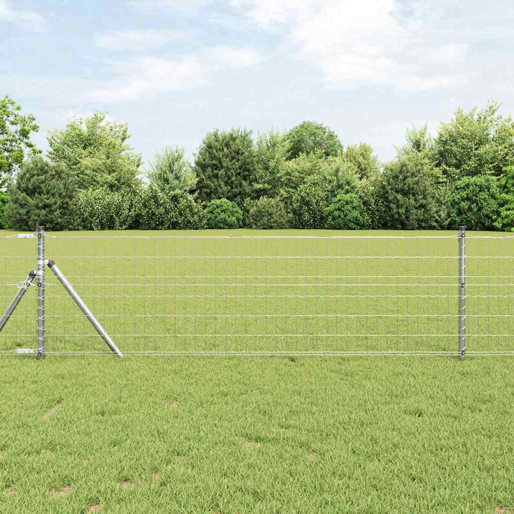 Vidaxl hek met paal zilver 0,4 x 25 m staal en pvc
