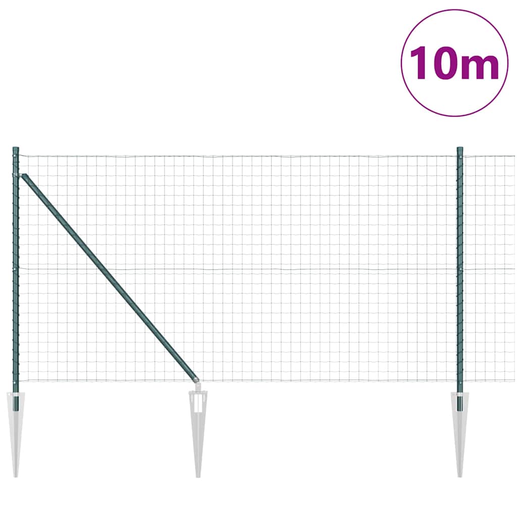 Vidaxl hek met paal groen 1 x 10 m staal en pvc