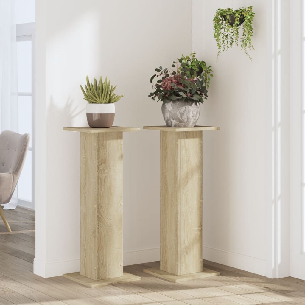 VidaXL plant stands 2 pcs 30x30x80 cm engineered wood sonoma oak
