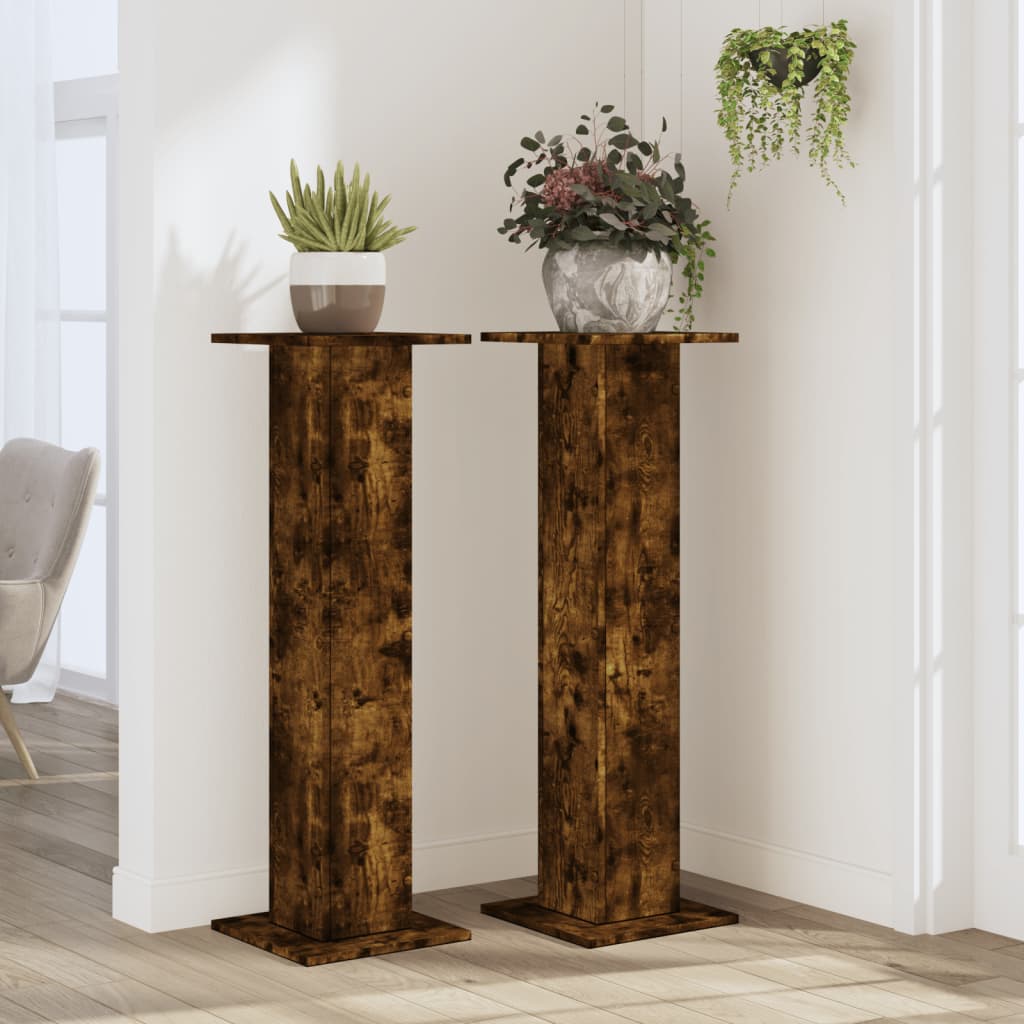 VidaXL Plant stands 2 pcs 30x30x95 cm processed wood smoked oak