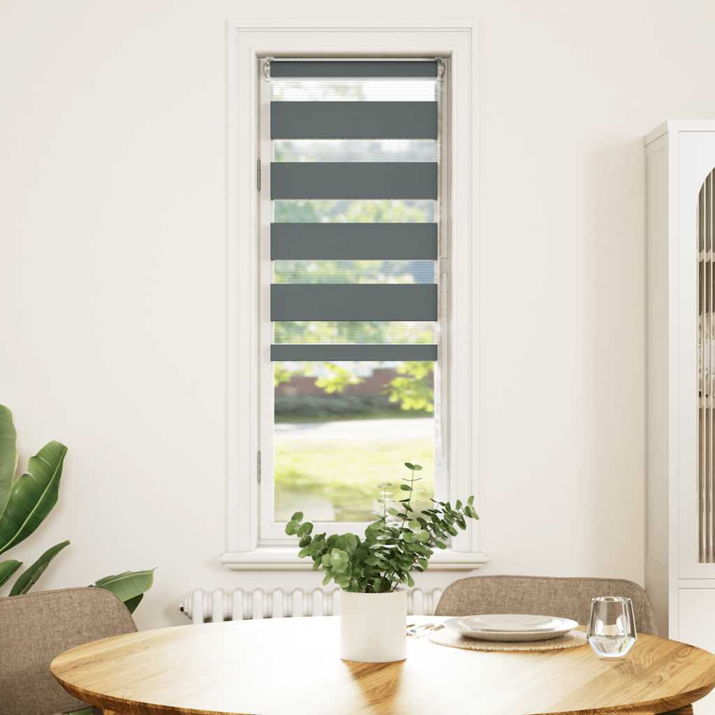 Vidaxl zebra rolgordijn 45x150 cm stofbreedte 40,9 cm donkergrijs