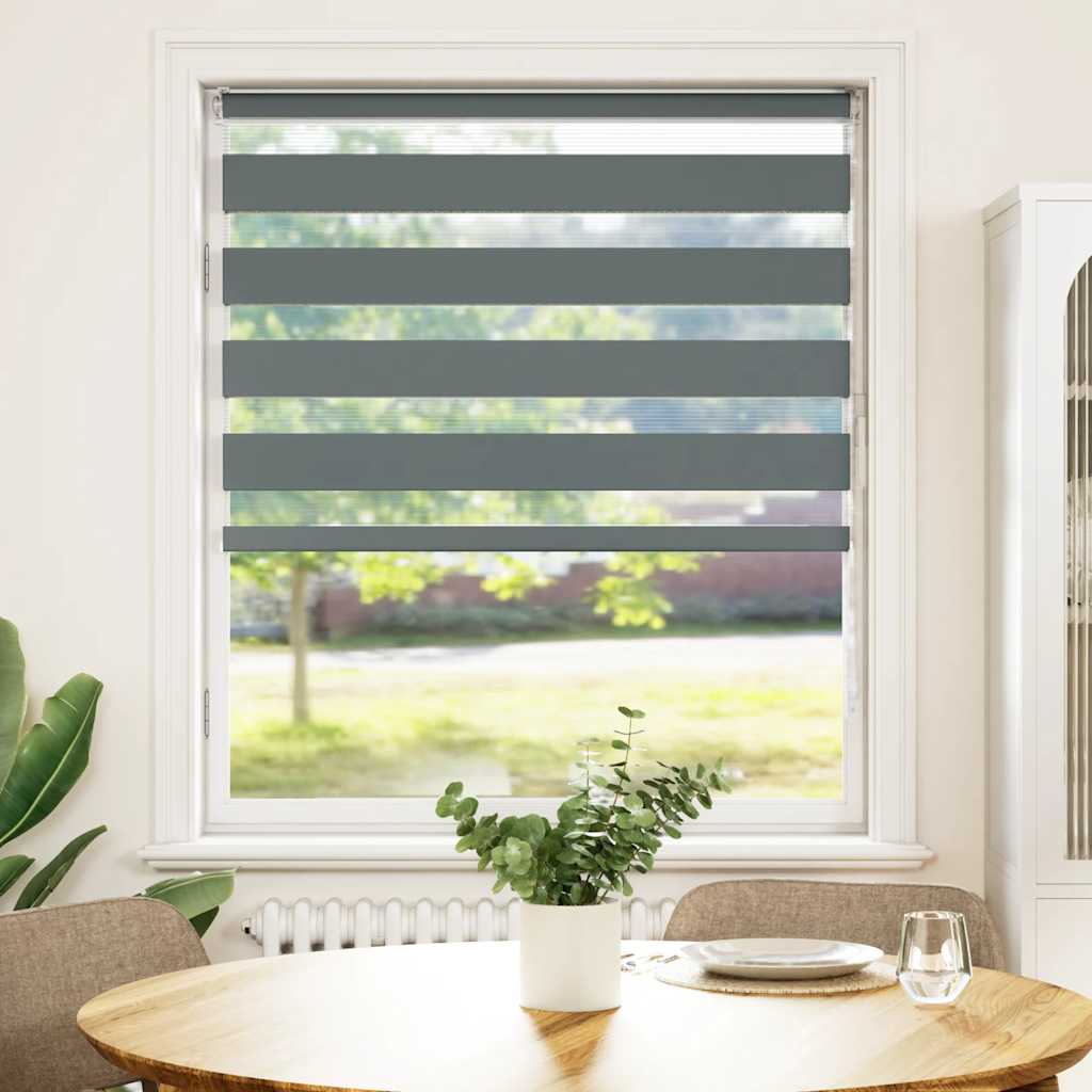 Vidaxl Zebra Roller Blind 95x150 cm Stoffbreite 90,9 cm dunkelgrau