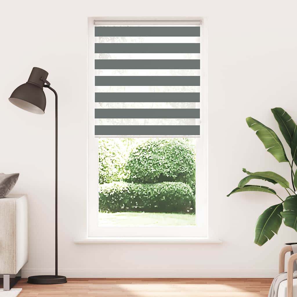Vidaxl Zebra Roller Blind 95x230 cm Stoffbreite 90,9 cm dunkelgrau
